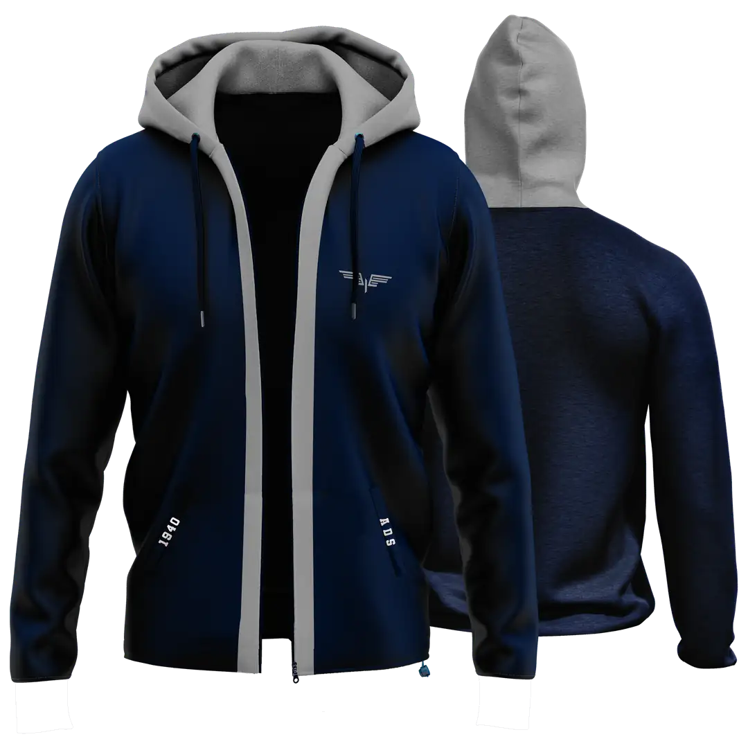 Kanat DualZip Kapşonlu - LacivertGri