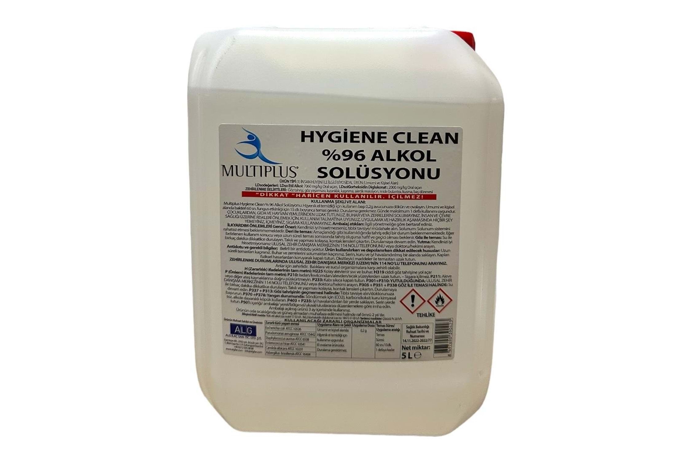 Alkol Etil 5 LT %96 Solüsyon 