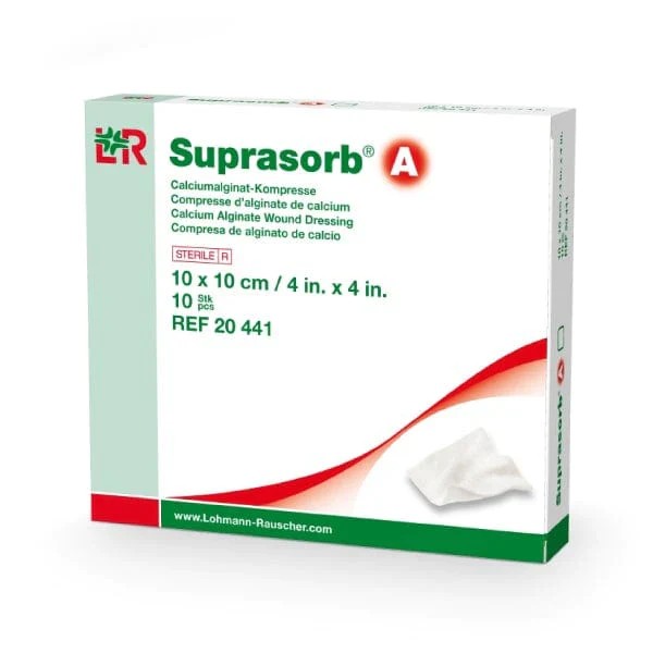 Lohmann Rauscher Suprasorb Yara Örtüleri  - 20441	Suprasorb® A Kalsiyum Aljinat Yara Örtüsü, Tekli, Steril 10cm x 10cm