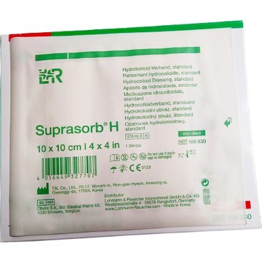 Lohmann Rauscher Suprasorb Bası ve Yara Bakım Örtüleri - 108830	Suprasorb® H Hidrokolloid Yara Örtüsü, Tekli, Steril 10cm x 10cm (Comfell Muadil)