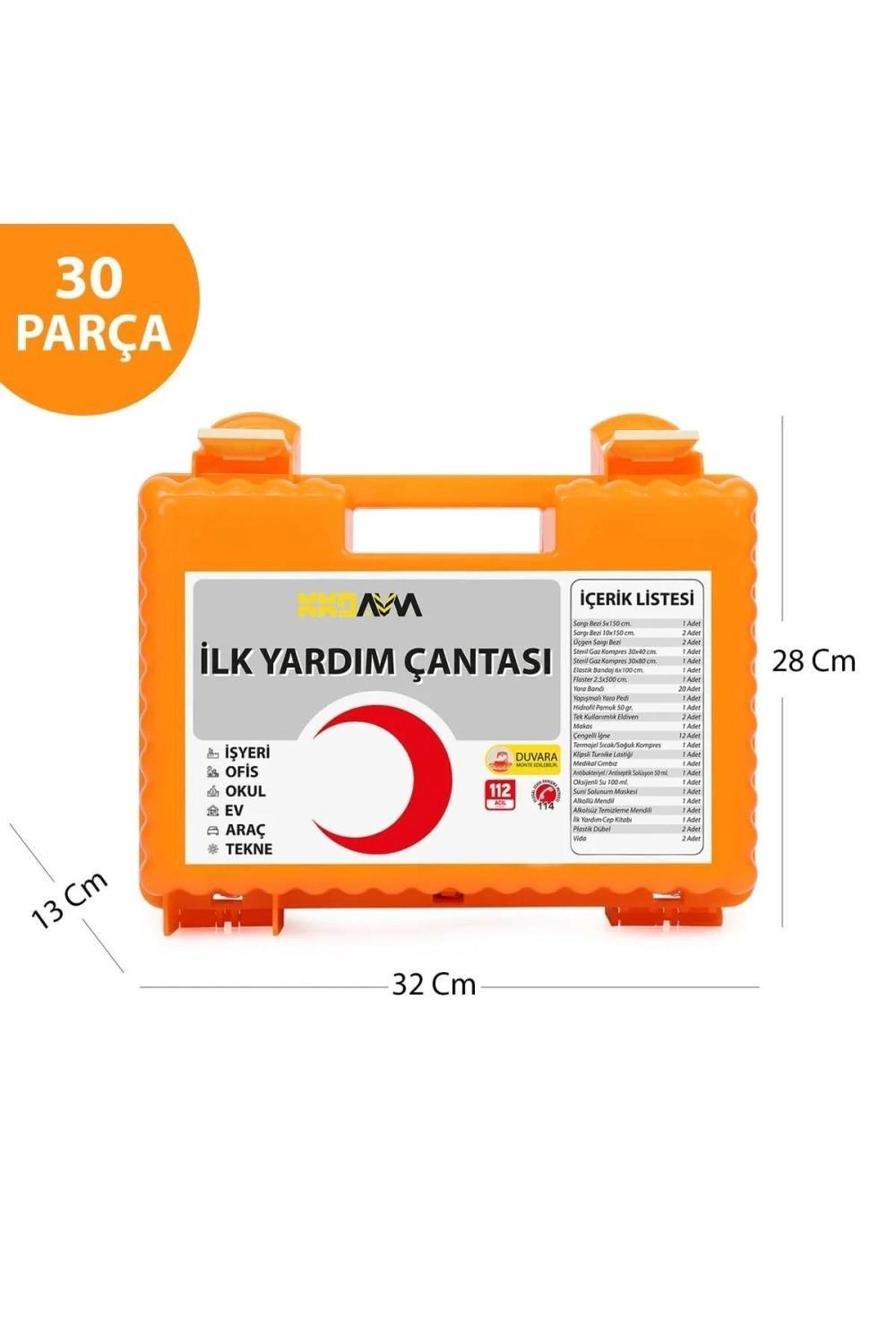 İlk Yardım Çantası Duvara Monte 30 Parça