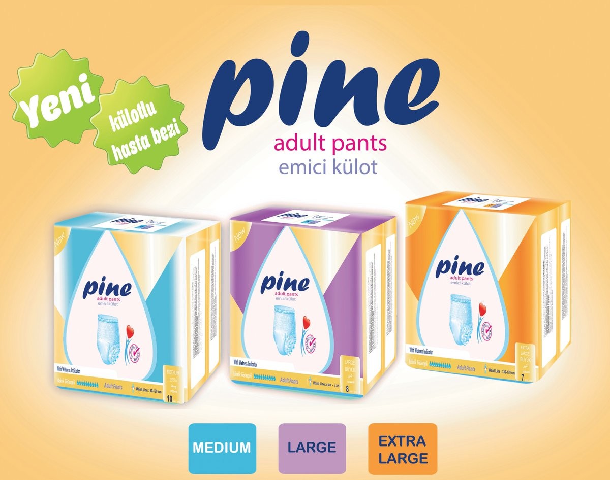 Külotlu Hasta Bezi Pine Tekstil Yüzeyli  - Medium 30 lu