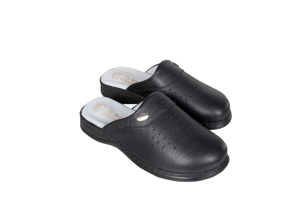 100%100 Deri Ortopedik Terlik - Siyah