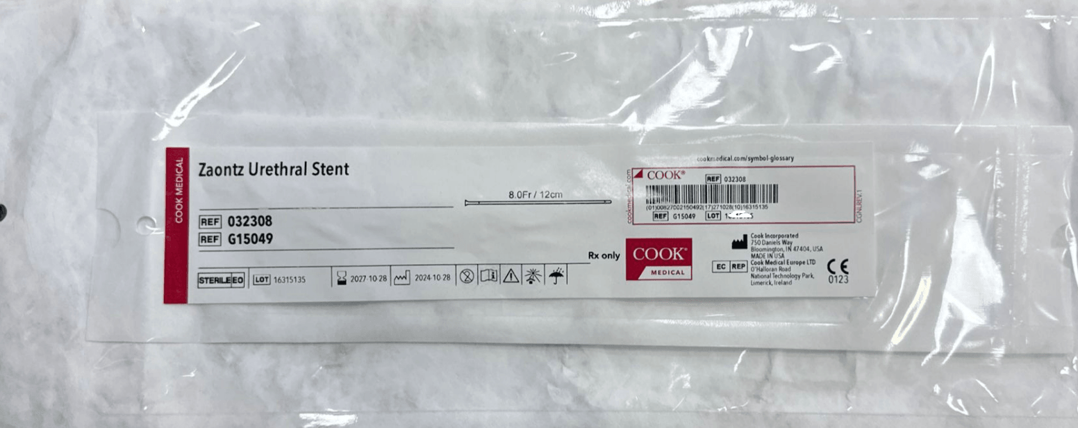 Cook Zaontz Urethral Stent, 8 FR, 12cm