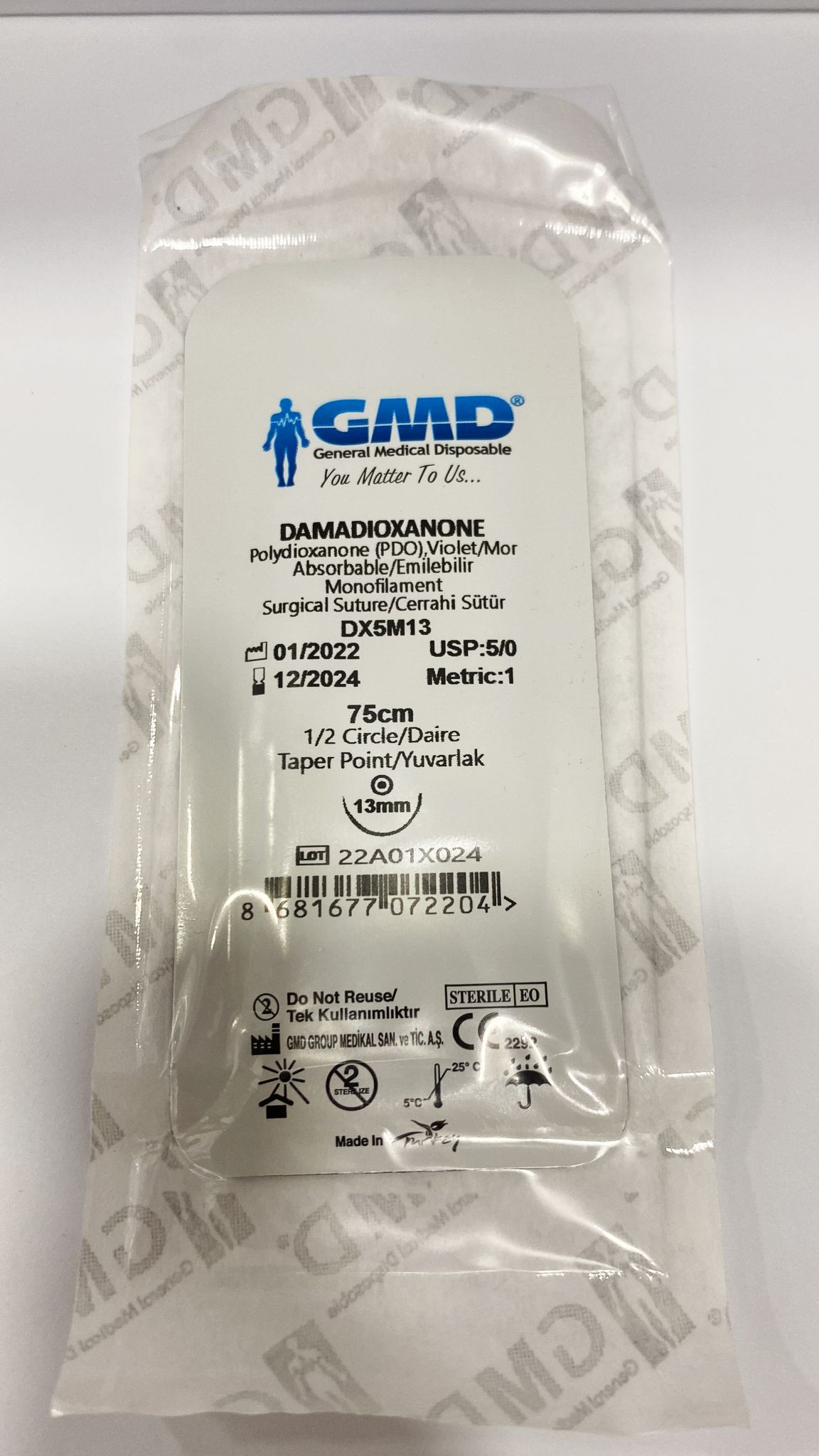 Polydioxanone Pdo Emilebilir Cerrahi İplik 5/0 13 mm 1/2 12/2024