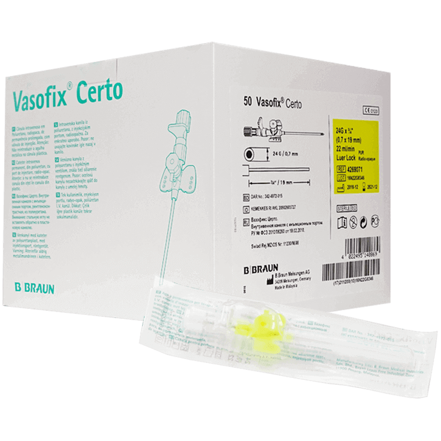 Vasofix Certo IV kanül 24 G Sarı