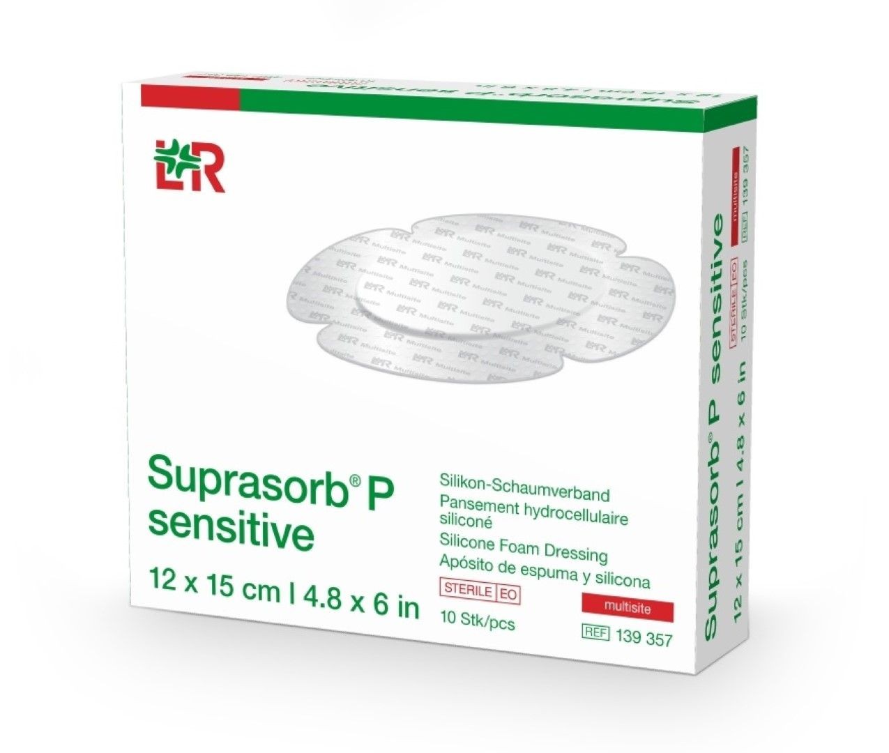 Suprasorb P Sensitive Border, Süper Absorbent, 5 Katmanlı, Tekli, Sakrum, Steril - 139357 Suprasorb P Multisite, Steril 12cm x 15cm