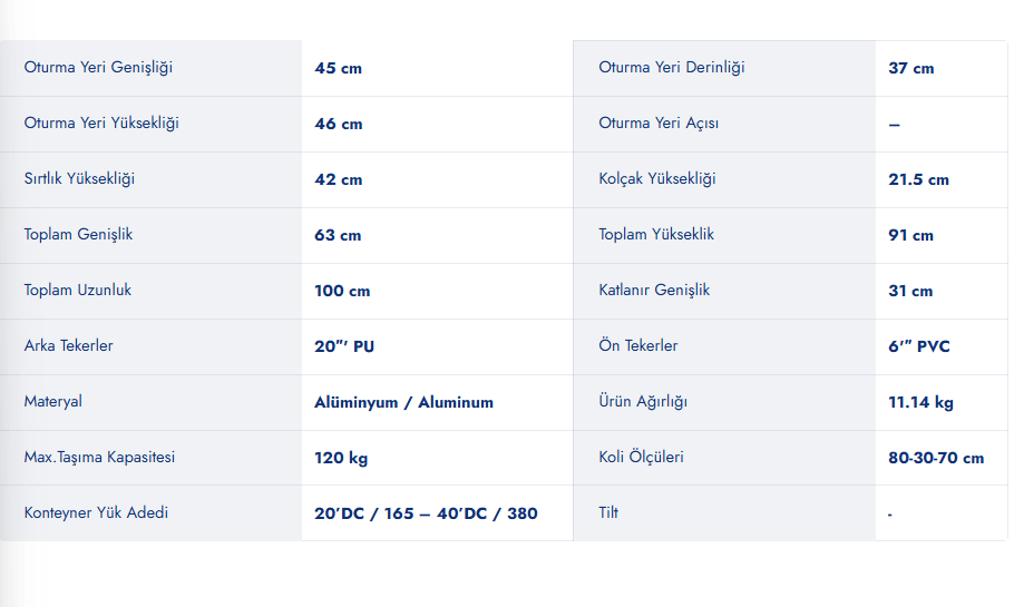 G605 Alüminyum Tekerlekli Sandalye