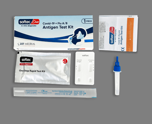 İnfluenza Testi Softec Duo Covid 19 + Flu A/B 3 lü Test Kiti