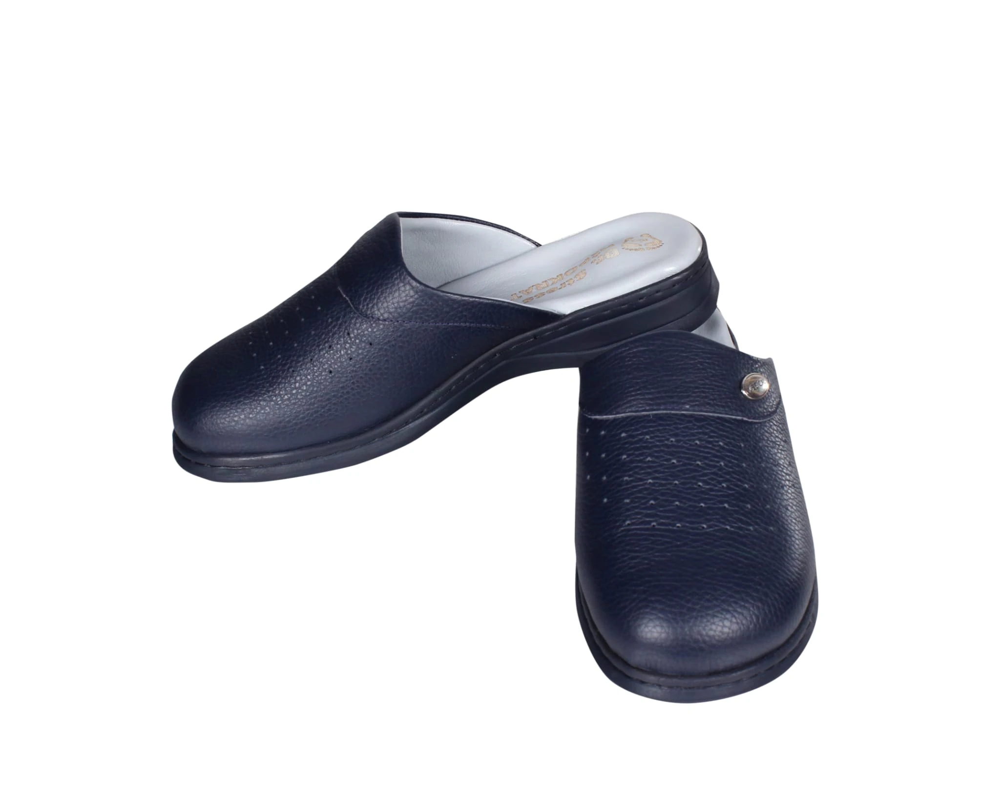 100%100 Deri Ortopedik Terlik - Lacivert