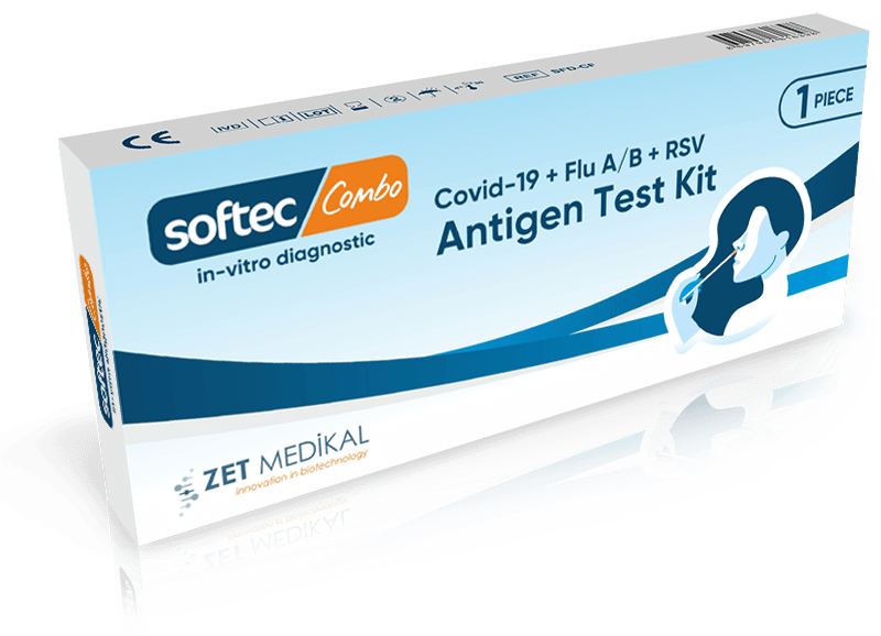 İnfluenza Testi Softec Combo Covid 19 + Flu A/B 4 RSV 4 lü Test Kiti