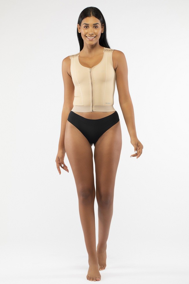Post Op Liposuction Yeleği Fermuarlı Ten - Askılı Code 1824