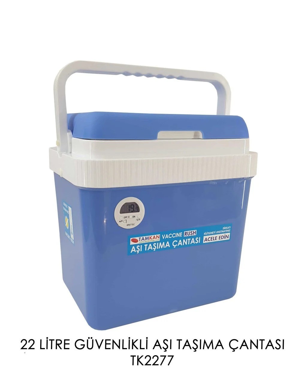 22 litre Güvenlikli Aşı, Kan ; İlaç Taşıma Çantası ( Brüt 26 Lt) Mavi