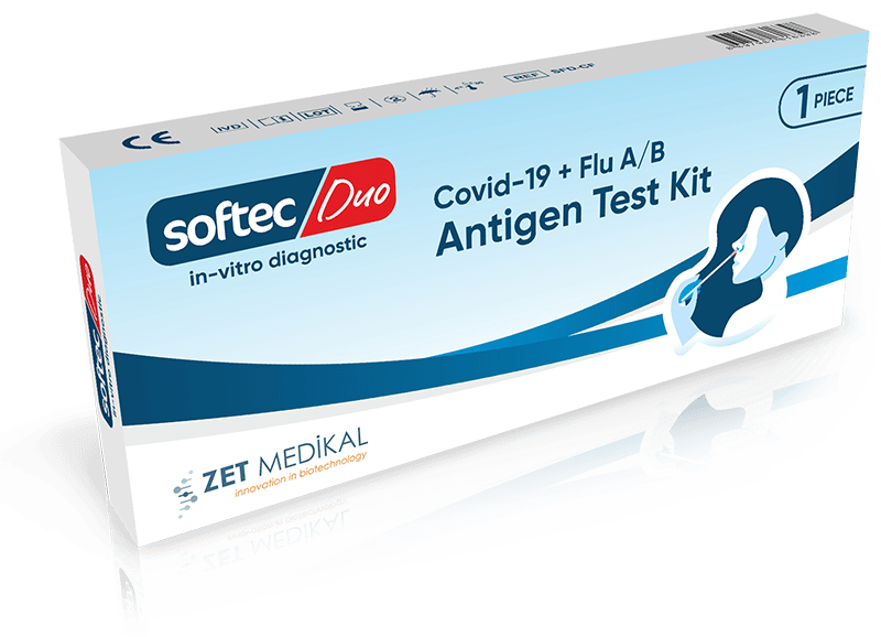 İnfluenza Testi Softec Duo Covid 19 + Flu A/B 3 lü Test Kiti