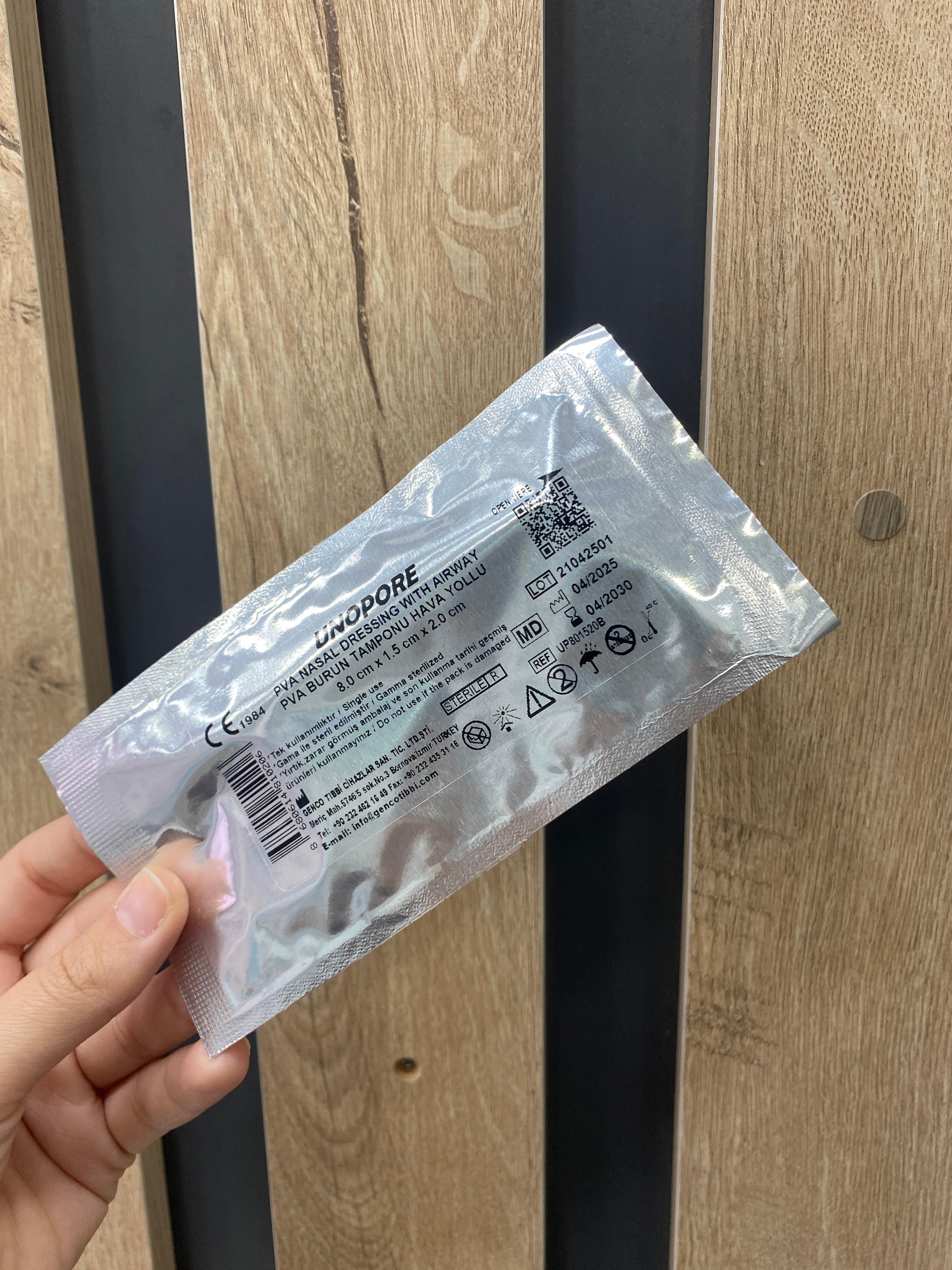 PVA NAZAL BURUN TAMPONU 8,0 CM X 1,5 CM X 2,0 CM MEROCELL HAVA YOLLU