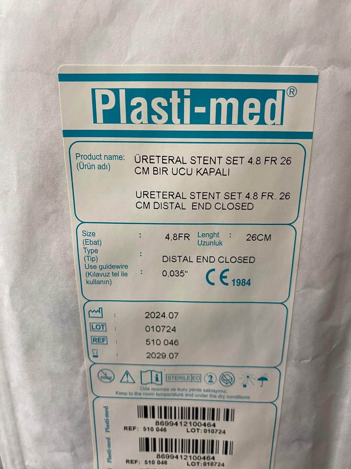 DJ Üreteral Stent Set 4.8 Fr 26 cm Bir Ucu Kapalı - Dj Katater