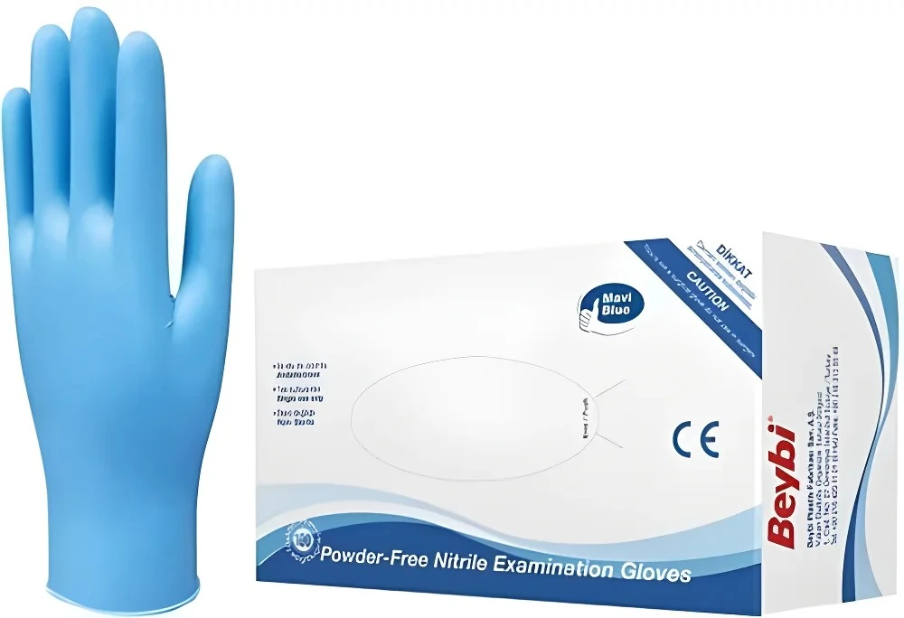 Beybi Pudrasız Nitril Eldiven 100 lü Paket Mavi