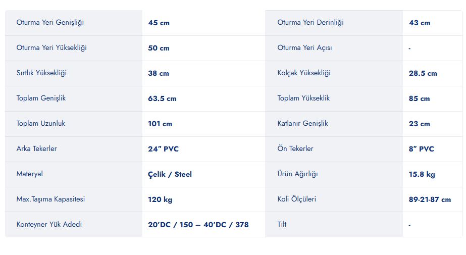 G101 Ekonomik Tekerlekli Sandalye