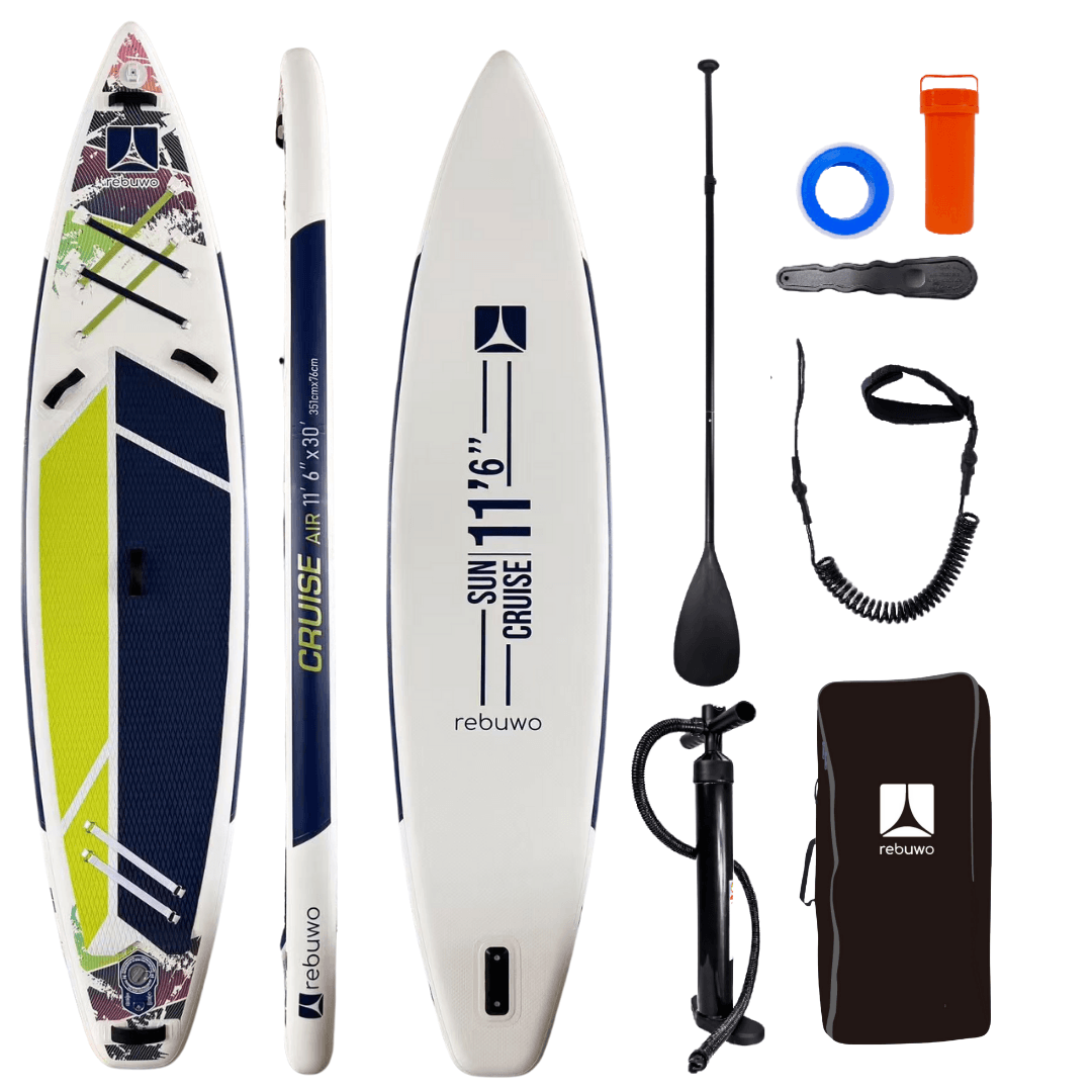 Rebuwo Pro Sup Şişme Sörf Tahtası Stand Up Paddle Board 76*351*15 Cm Yeşil Yarış Board