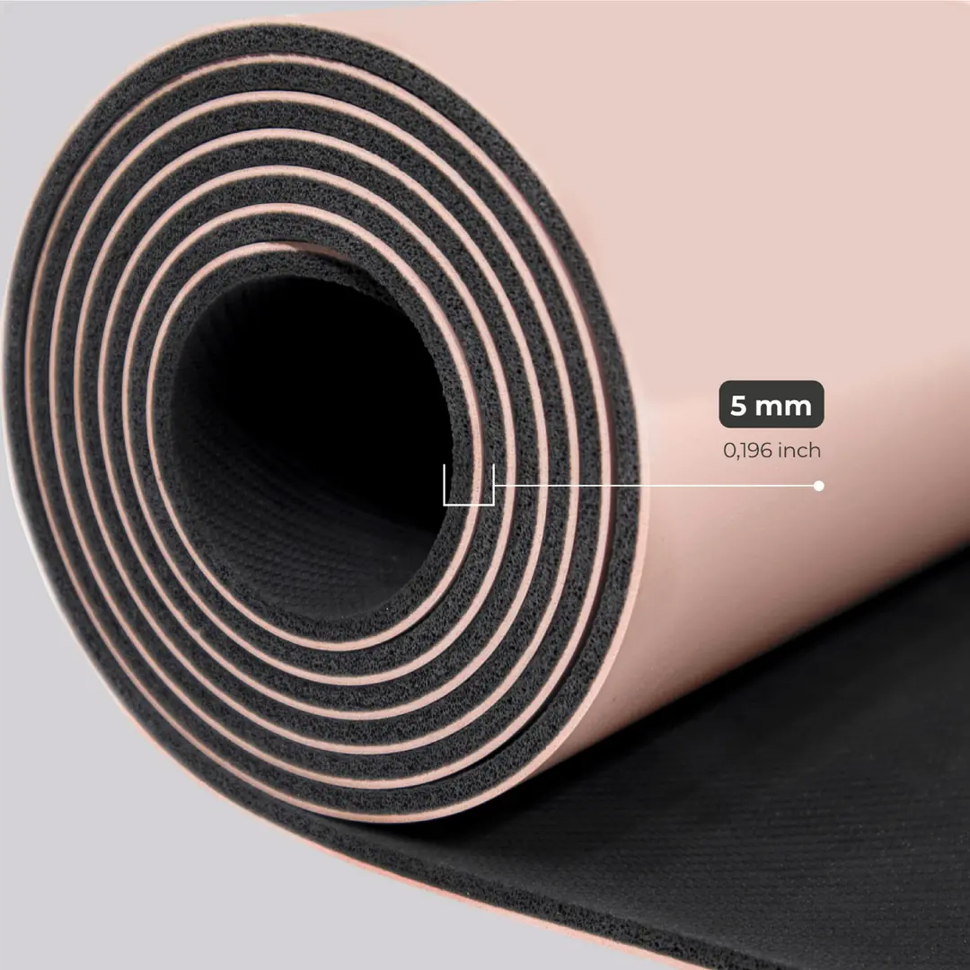 (OUTLET) Rebuwo Hizalamalı 5mm Kaydırmaz Doğal Kauçuk Yoga Matı Pilates Mat 183 X 68 Cm Soft Pembe