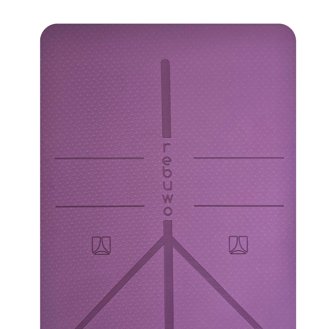 Rebuwo Hizalama Tasarımlı 5mm TPE Yoga Pilates Mat Mor