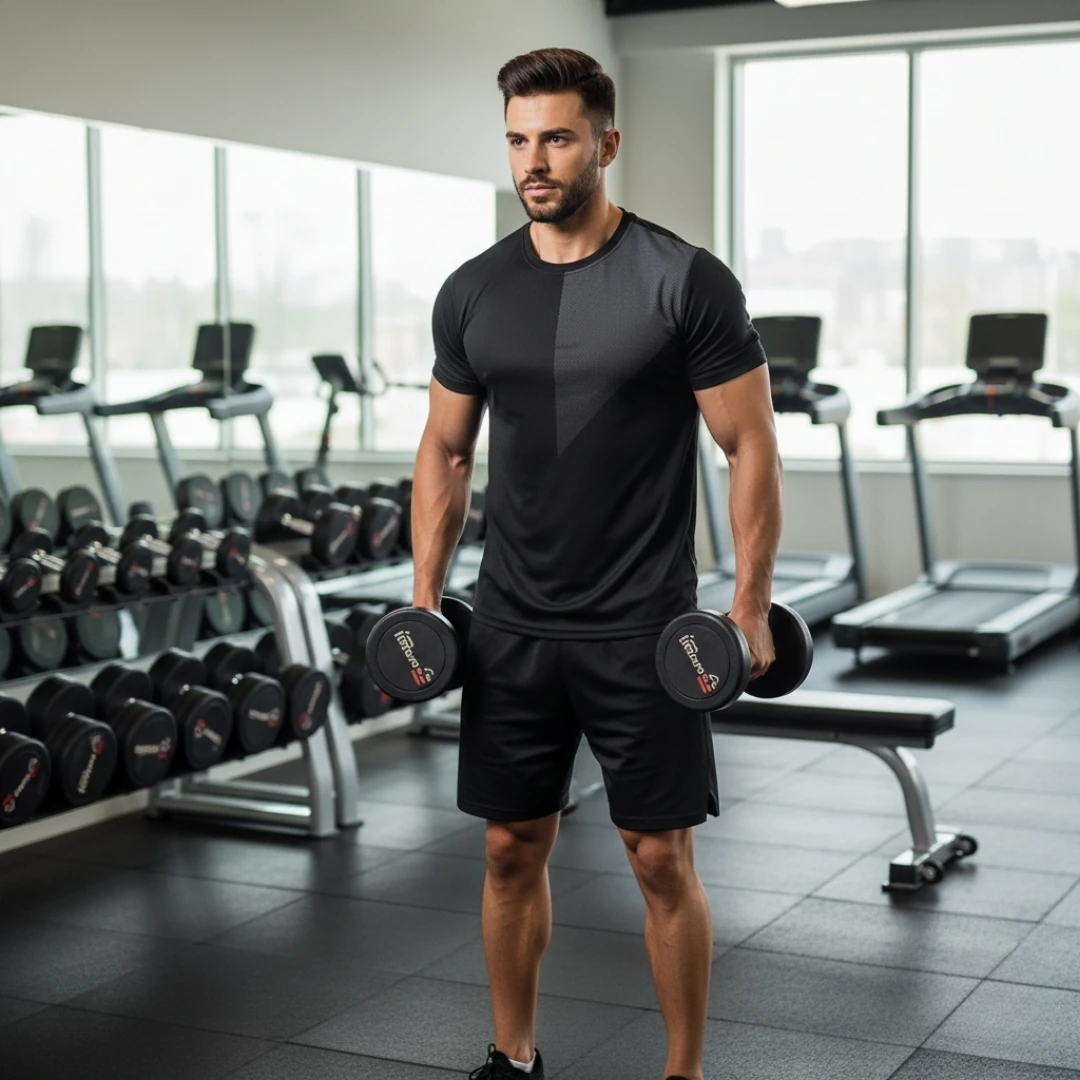 Rebuwo Erkek Siyah Baskılı Tshirt-Bisiklet Yaka, Kısa Kollu,Nefes Alabilen Kumaş