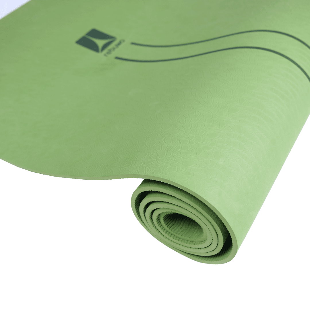 Rebuwo Çift Çizgi Tasarımlı Armonia Yoga Pilates Matı 6mm Kaymaz Hafif Taşınabilir - Koyu Yeşil