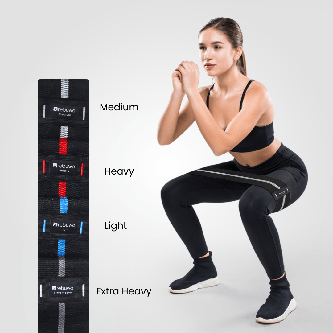 Rebuwo Heavy Squat Direnç Bandı 34x8 cm Kaymaz Fitness Egzersiz Lastiği – Siyah & Kırmızı