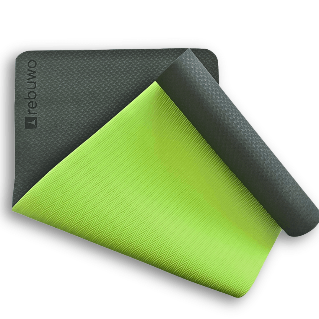 Rebuwo Çift Renkli 6mm TPE Yoga Pilates Mat Gri&Yeşil