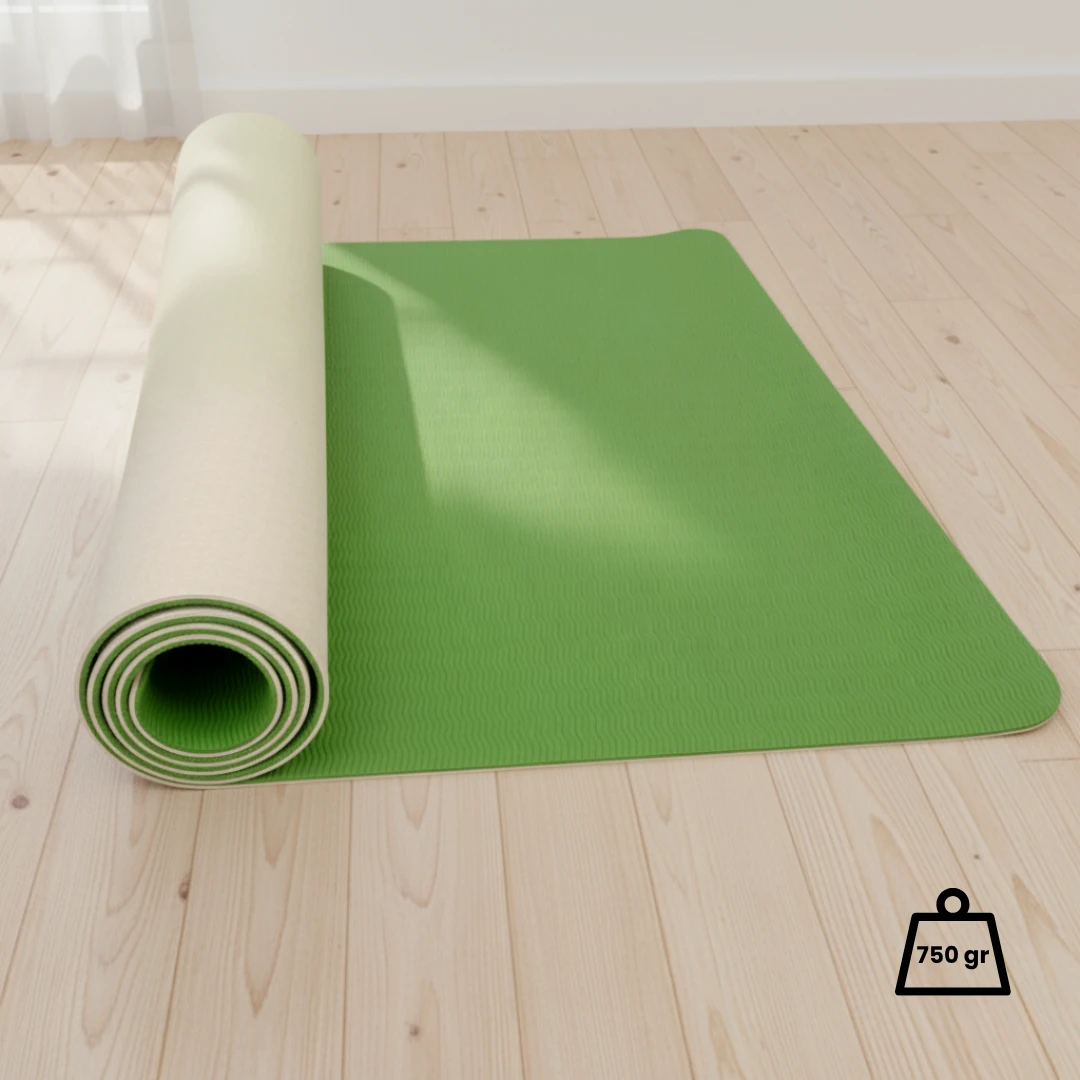 Rebuwo Çift Taraflı Armonia Yoga Pilates Matı 6mm Kaymaz Hafif Taşınabilir – Yeşil & Krem