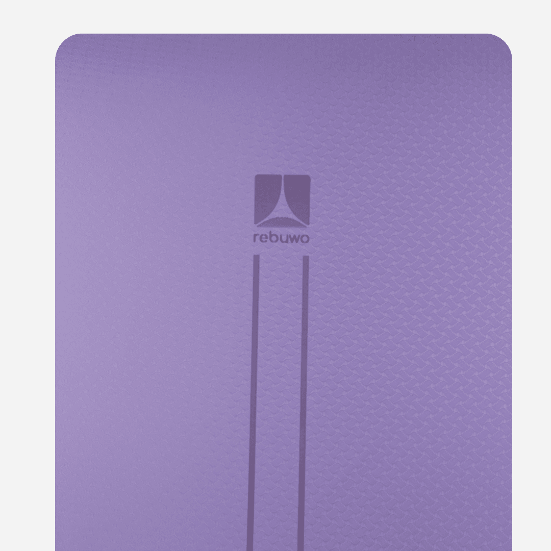 Rebuwo Çift Çizgi Tasarımlı Armonia Yoga Pilates Matı 8 mm Kaymaz Hafif Taşınabilir - Koyu Lila