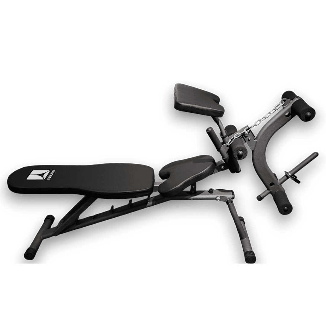 Woqes & Rebuwo Fitness Seti | Rebuwo Çok Fonksiyonlu Katlanabilir Bench Sehpası + 28 kg Ayarlanabilir Dambıl & Barbell Seti + İkili Paralel Dip Bar + WOQES 10 mm NBR Yoga Matı(Mavi)