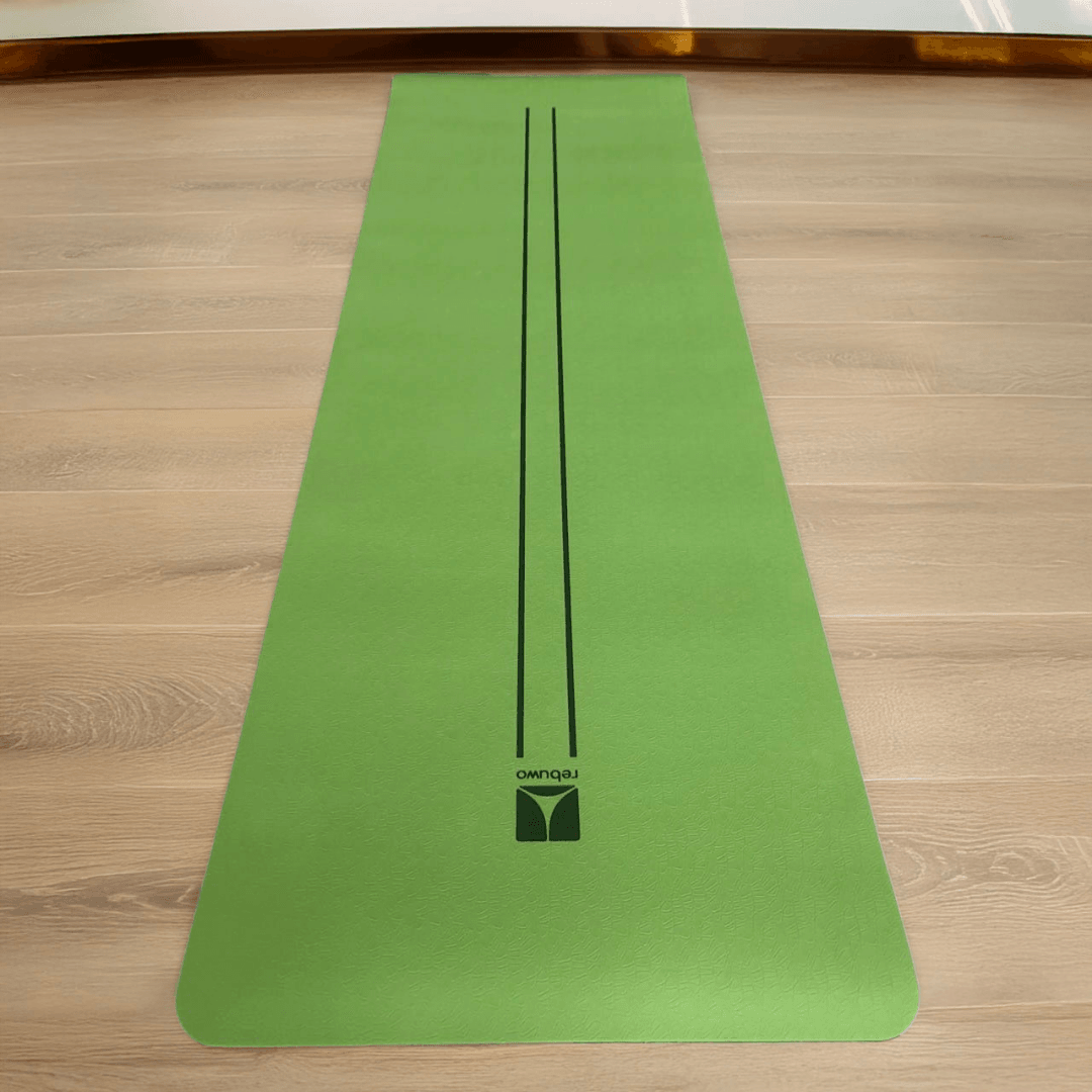 Rebuwo Çift Çizgi Tasarımlı TPE Yoga Pilates Matı 6mm Kaymaz Hafif Taşınabilir - Koyu Yeşil