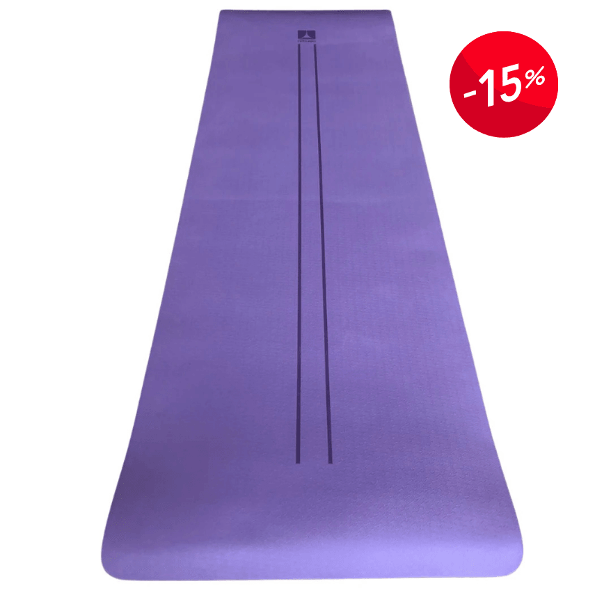 Rebuwo Çift Çizgi Tasarımlı Armonia Yoga Pilates Matı 8 mm Kaymaz Hafif Taşınabilir - Koyu Lila