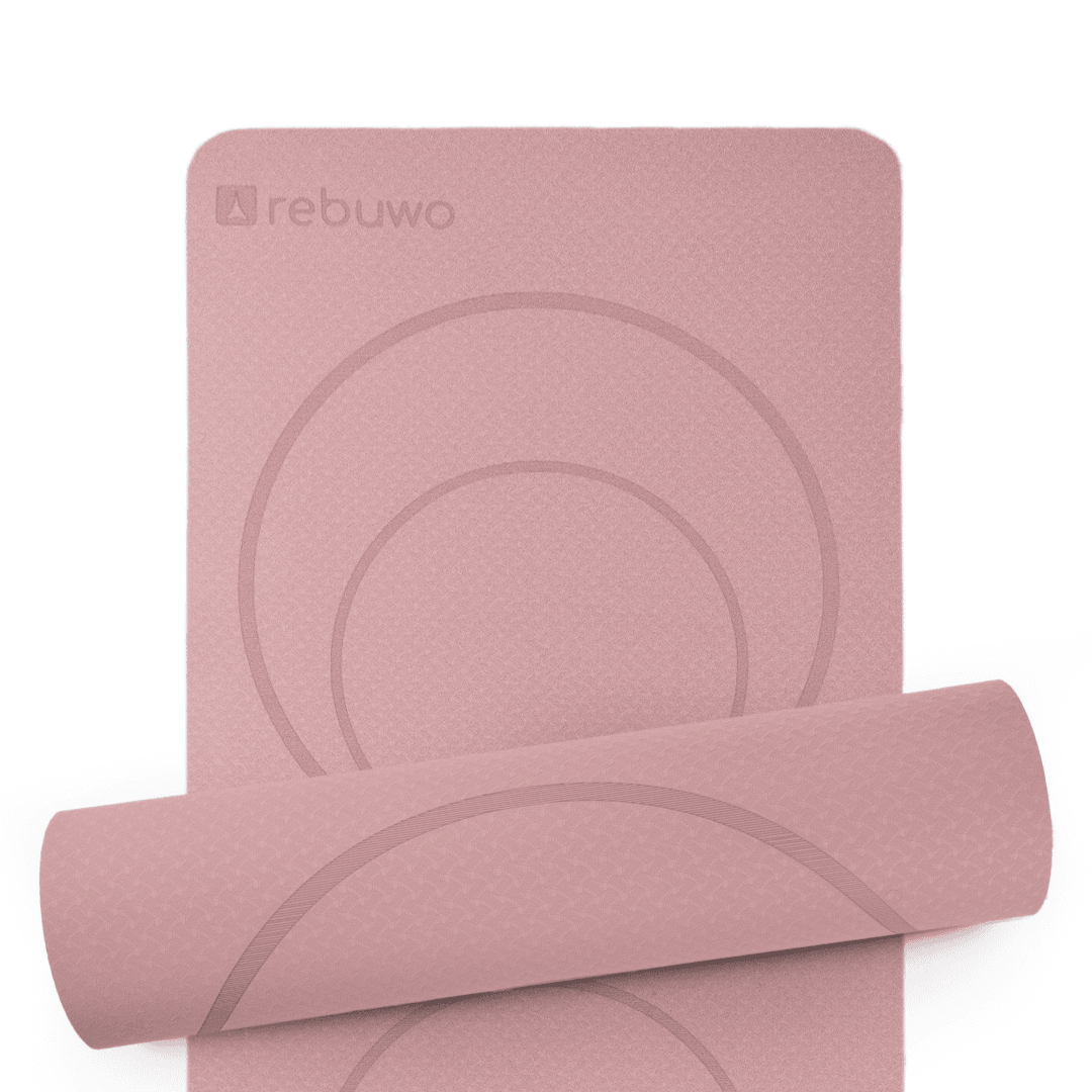 Rebuwo Halka Tasarım TPE Yoga Pilates Mat Pastel Pembe 8mm