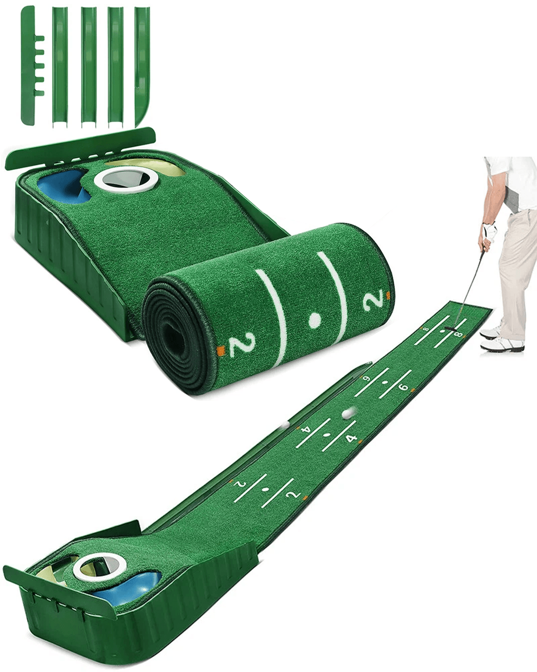 Golf Putting Mat –Top Geri Dönüş Mekanizmalı,Golf Antrenman Halısı | 2 Hızlı Çim Yüzey, Ev ve Ofis Kullanımına Uygun