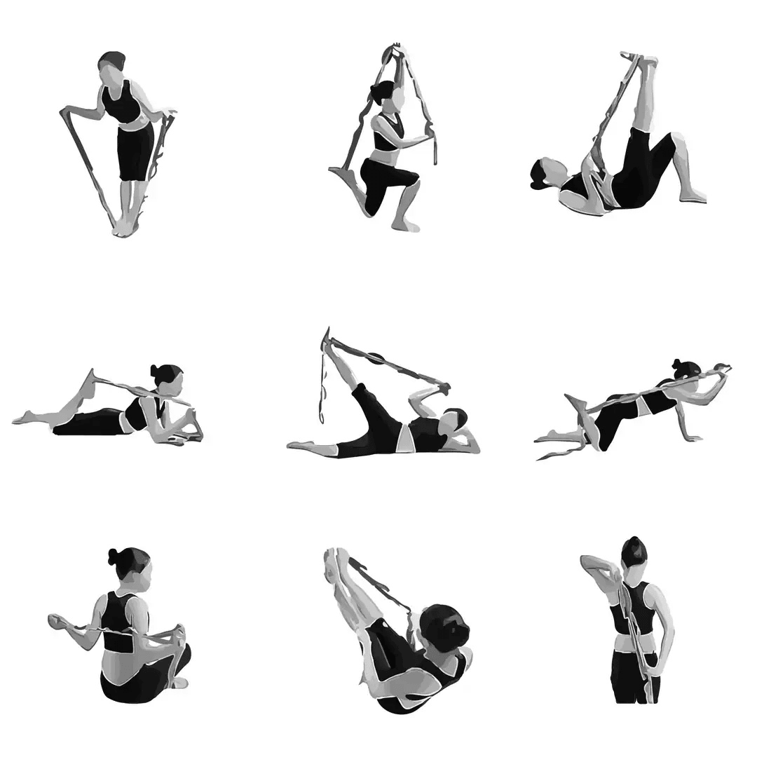 Rebuwo Pilates & Yoga Seti – Kırmızı WOQES Egzersiz Matı(6 mm) +Rebuwo Hip Thrust Kemeri+Siyah Yüksek Yoğunlukta Orta Sert Deluxe Foam Roller +Siyah 8 Kademeli Direnç Bandı + Rebuwo Squat Bantları (Mini, Light, Medium, Heavy)