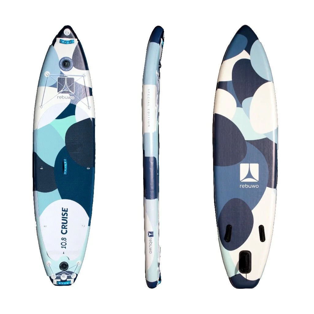 Rebuwo SUP Şişme Sörf Tahtası Stand Up Paddle Board 73*320*10 cm Mavi Desenli