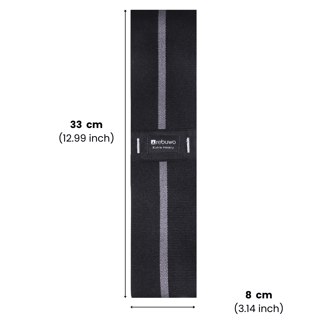 Rebuwo Extra Heavy Squat Direnç Bandı 33x8 cm Kaymaz Fitness Egzersiz Lastiği – Siyah & Koyu Gri