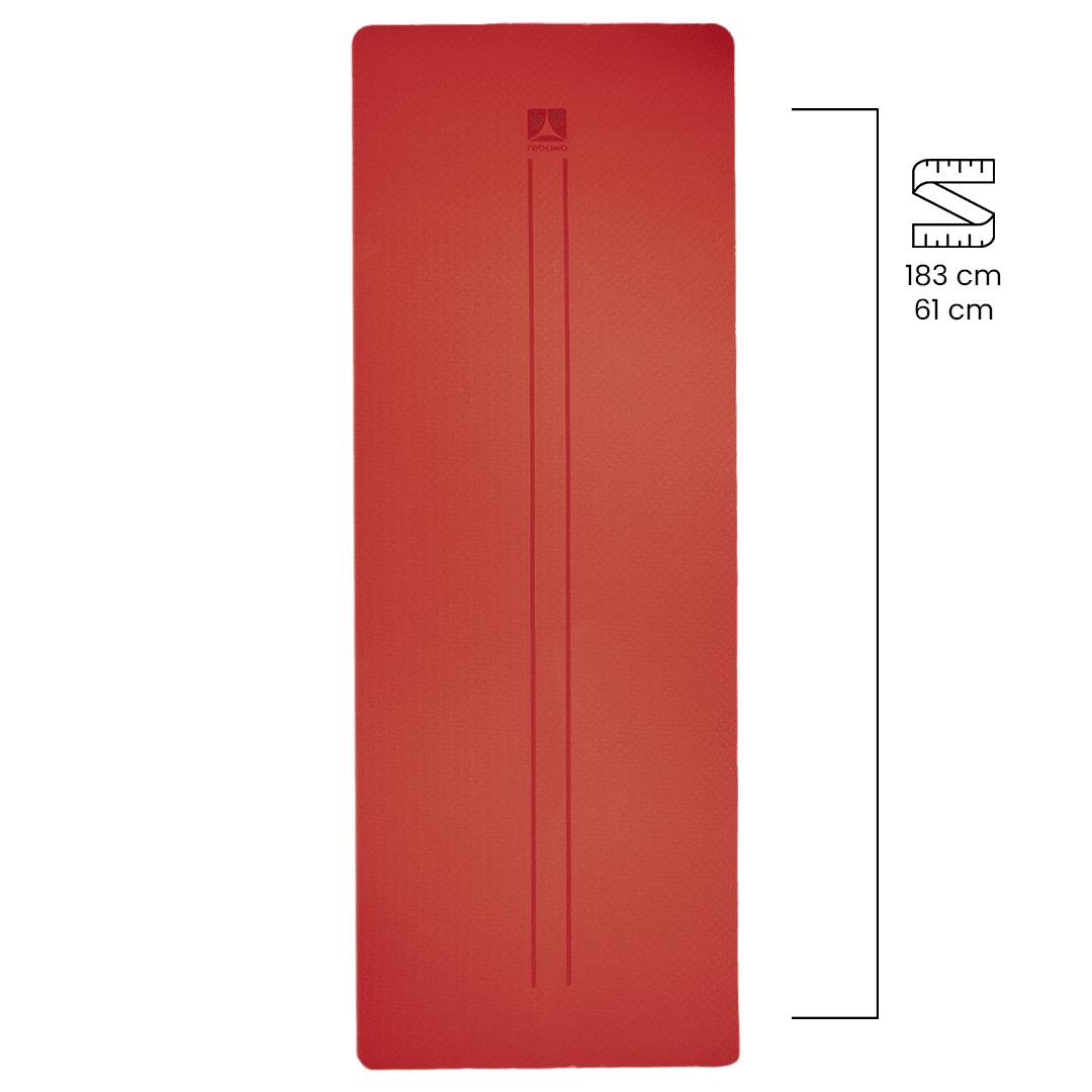 Rebuwo Çift Çizgi Tasarımlı Armonia Yoga Pilates Matı 8 mm Kaymaz Hafif Taşınabilir - Bordo