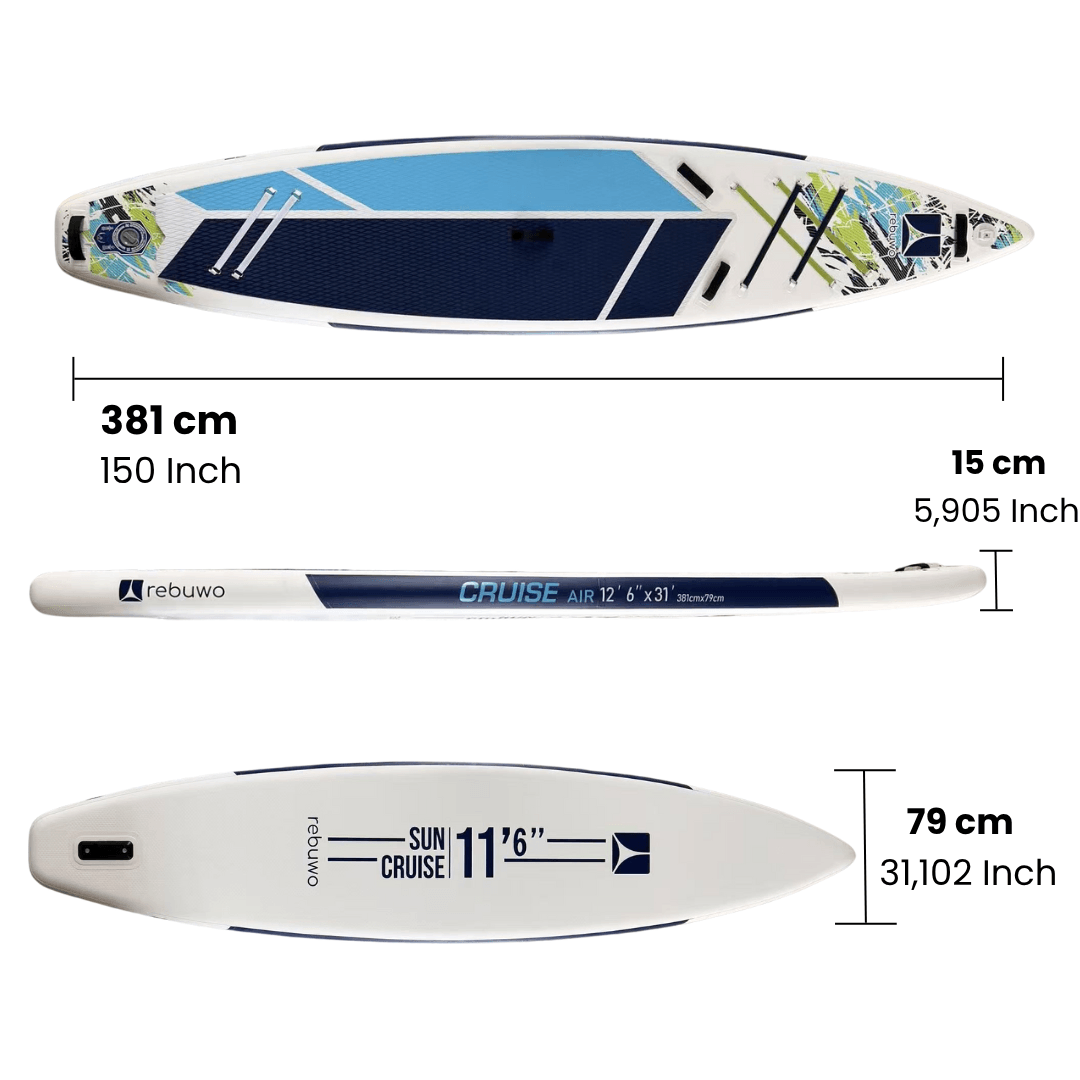 Rebuwo Pro Sup Şişme Sörf Tahtası Stand Up Paddle Board 79*381*15 Cm Mavi Yarış Board
