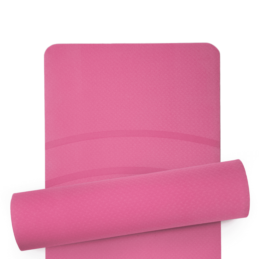 Rebuwo Çizgi Tasarım TPE Yoga Pilates Mat Koyu Pembe 8mm