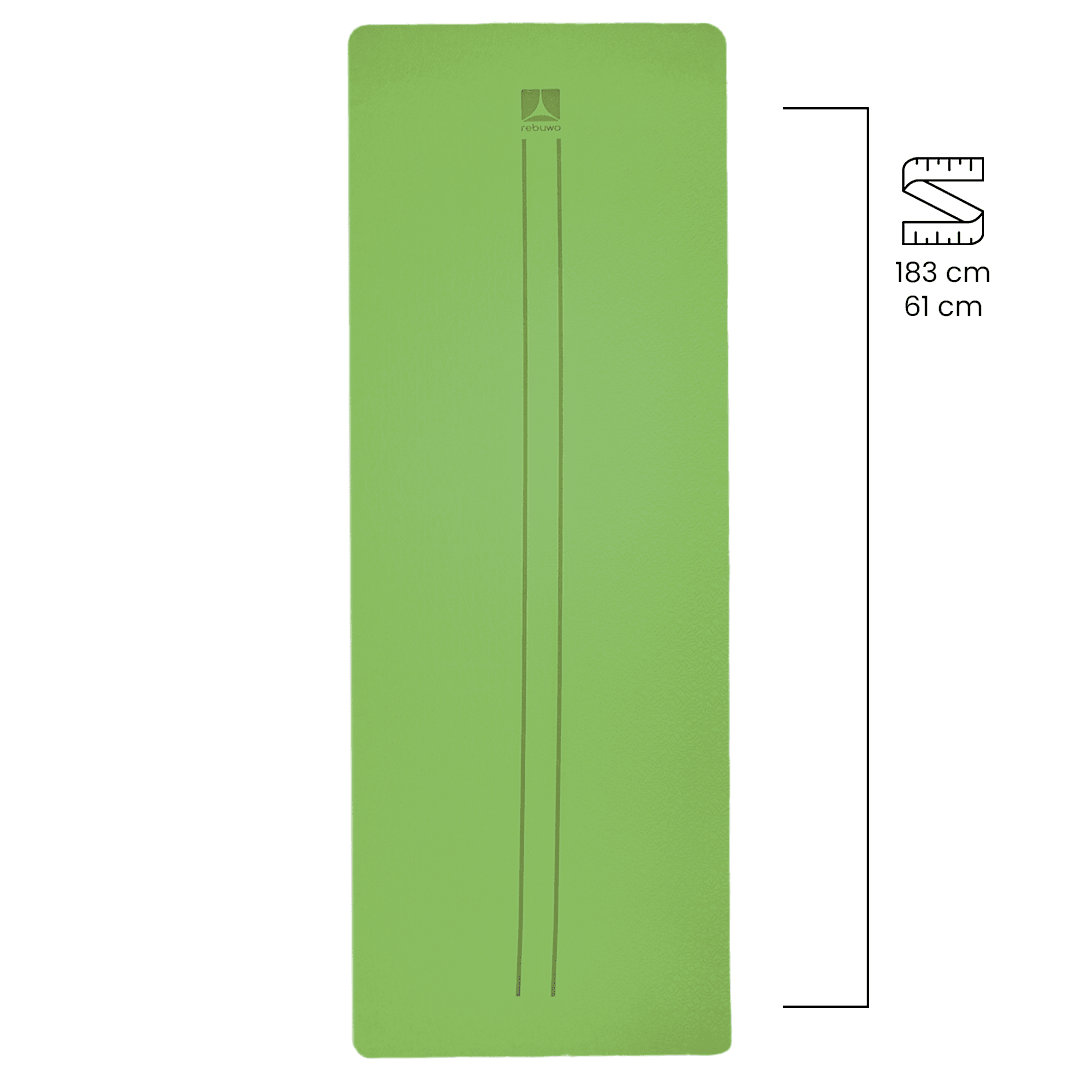 Rebuwo Çift Çizgi Tasarımlı Armonia Yoga Pilates Matı 6mm Kaymaz Hafif Taşınabilir - Koyu Yeşil