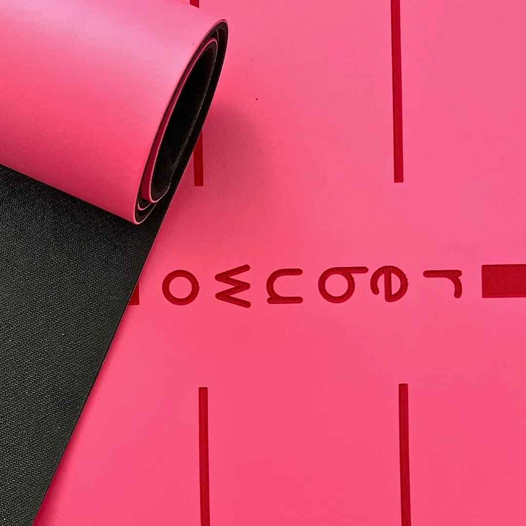 (OUTLET) Rebuwo Hizalama Tasarım 5mm Kauçuk Mat Kaydırmaz Yoga Mat Pilates Mat Pembe