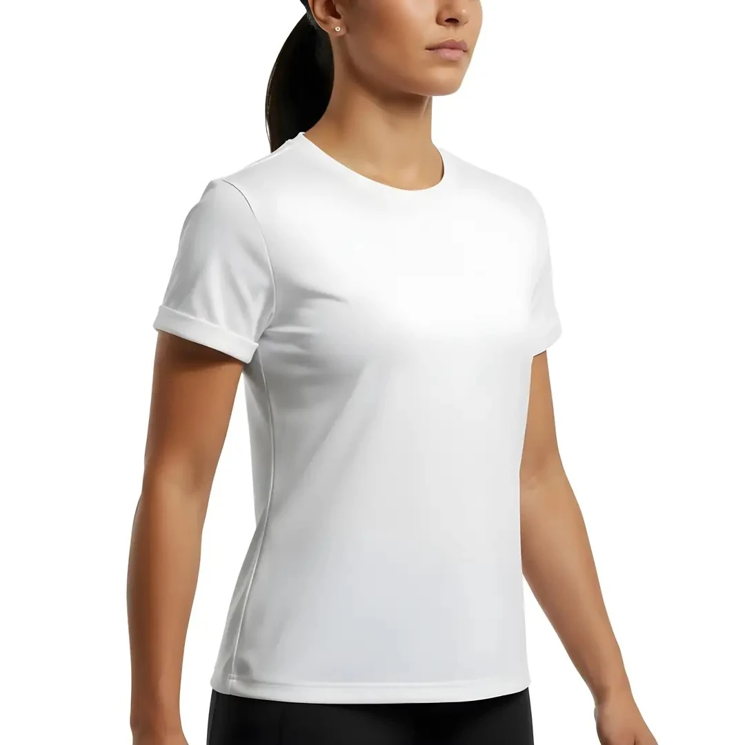 Rebuwo Kadın %100 Pamuk Beyaz Tshirt - Bisiklet Yaka, Kısa Kollu, Nefes Alabilen Kumaş