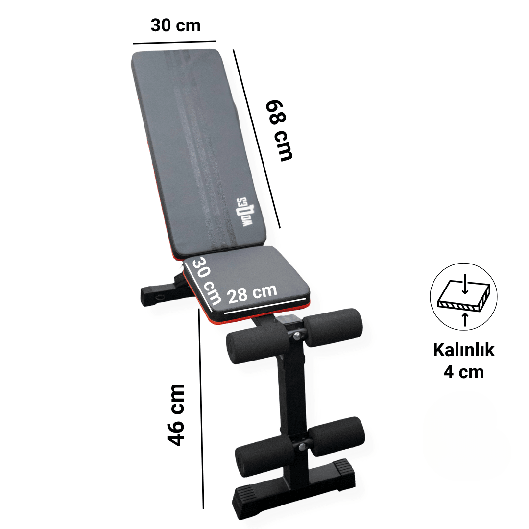 WOQES Çok Fonksiyonlu Ağırlık Antrenman Seti – Bench Sehpası+ 28 kg Dambıl/Bar Seti