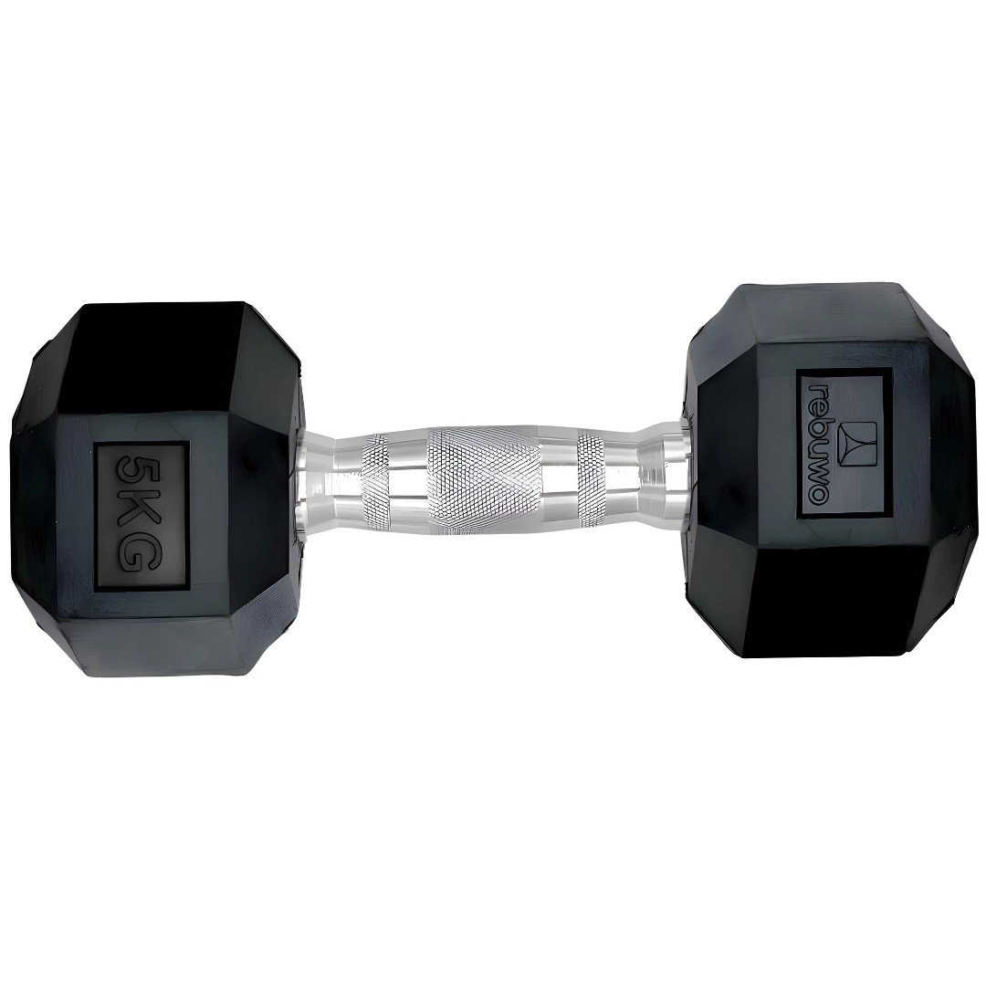 Rebuwo Hex Dambıl Kauçuk Altıgen Dambıl Hex Dumbbell 5 KG 1 Adet