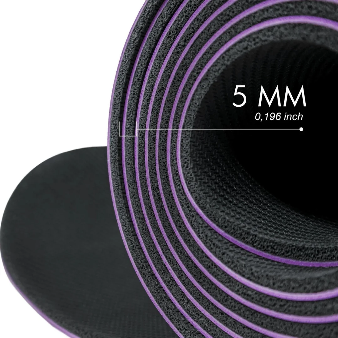 (OUTLET) Rebuwo Hizalama Tasarım 5mm Kauçuk Mat Kaydırmaz Yoga Mat Pilates Mat Mor
