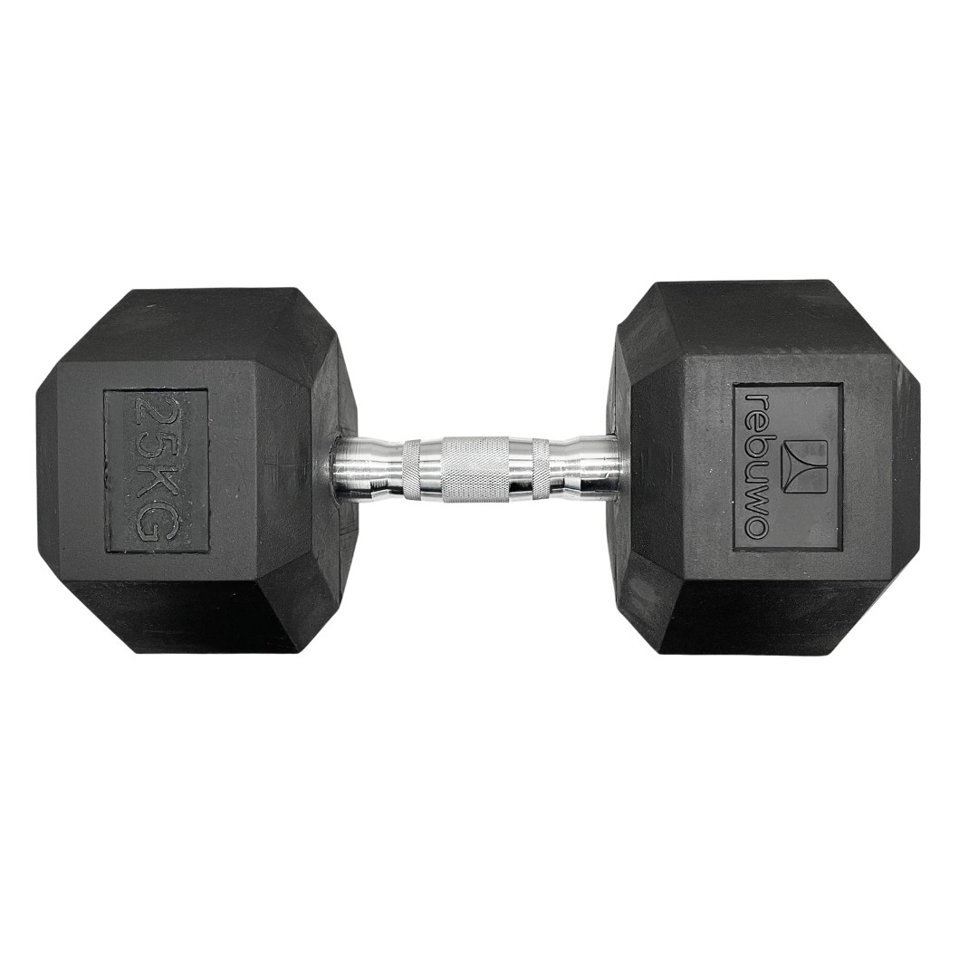 Rebuwo Hex Dambıl Kauçuk Altıgen Dambıl Hex Dumbbell 25 KG 1 Adet