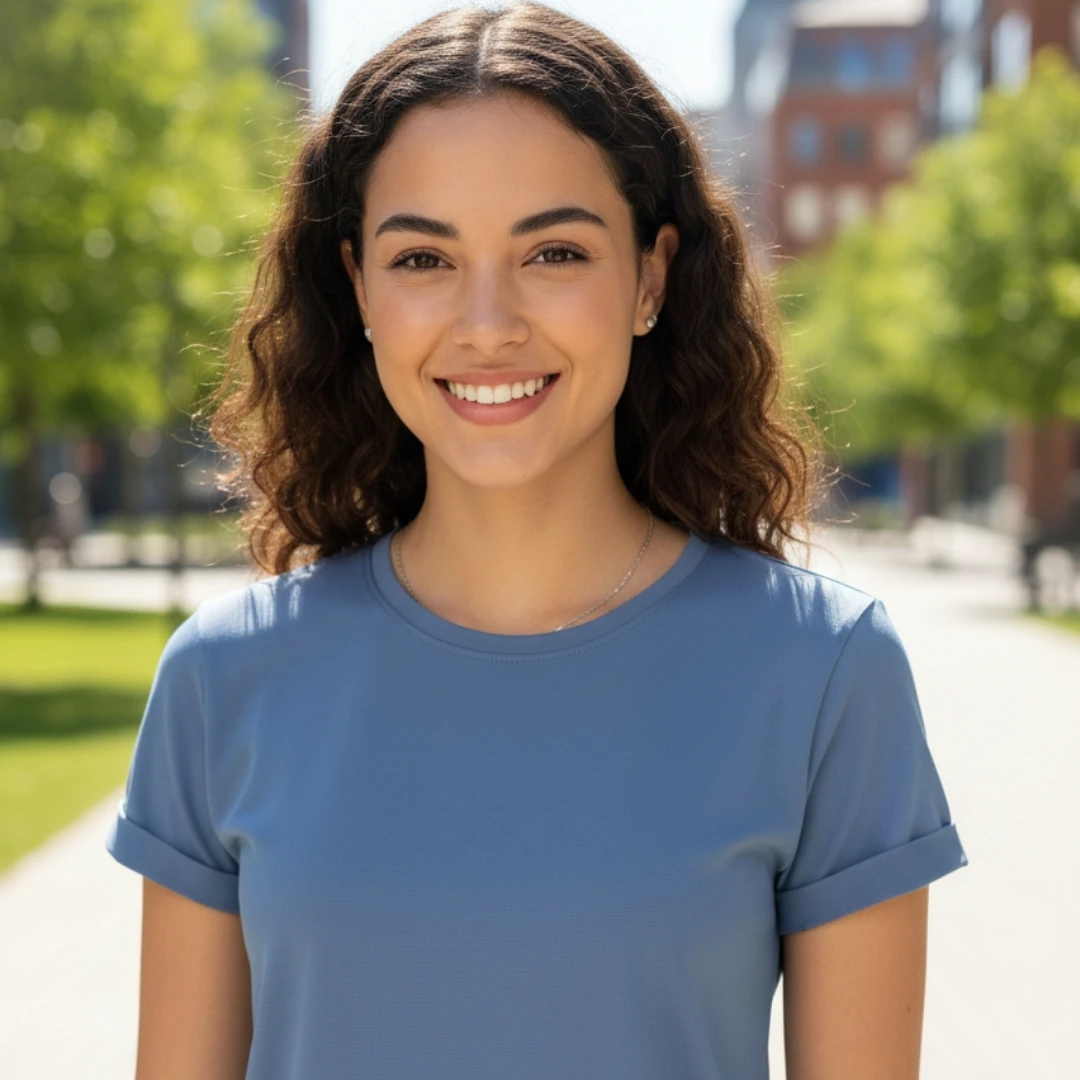 Rebuwo Kadın %100 Pamuk İndigo Tshirt - Bisiklet Yaka, Kısa Kollu, Nefes Alabilen Kumaş